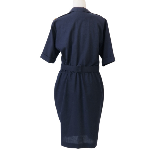 VLP Vintage 90's Blue short Sleeve Double Button Dress - Size 12 - Picture 2 of 5